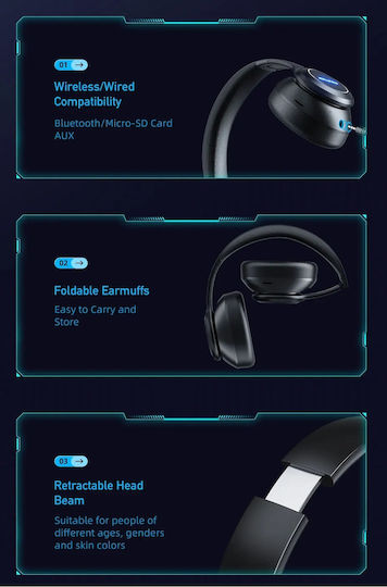 A200BL Bluetooth Wireless Over Ear Headphones with Radio with 7 hours of Operation Black