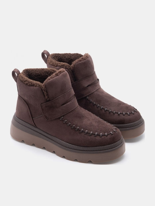 Damen Stiefeletten mit Pelz Braun