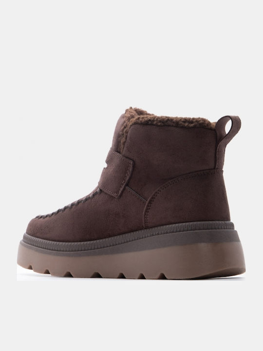 Damen Stiefeletten mit Pelz Braun