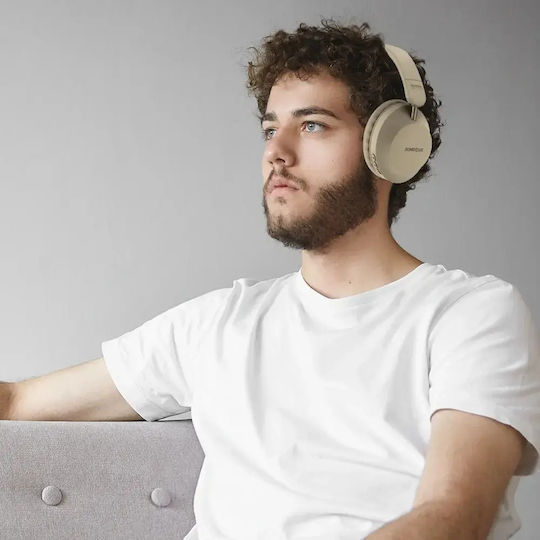 Sonic Gear Airphone DNC 3000 Ασύρματα Bluetooth On Ear Ακουστικά με 20 ώρες Λειτουργίας Cream