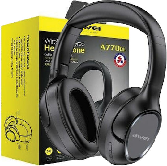 Awei A770BL Wireless / Wired Over Ear Headphones with 13 hours of Operation Black