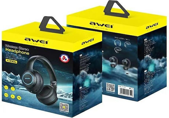 Awei A300BL Ασύρματα / Ενσύρματα On Ear Ακουστικά με 12 ώρες Λειτουργίας Μαύρα