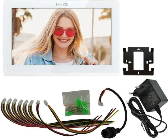 Interfon Video Inteligent Mentor Svk4103w 4 Fire WiFi Card Pin Aplicația Tuya 10 Inch Ips Dvr Ahd 2mp Ik07 Alb