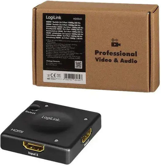 LogiLink 3x1-Port 1080p 60Hz HDMI Switch HD0041