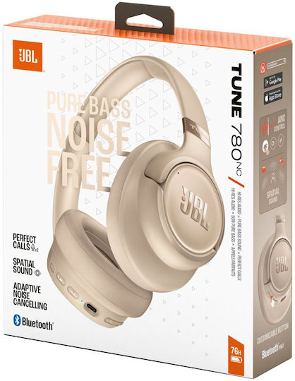 JBL Tune 780NC Wireless / Wired Over Ear Headphones with 76 hours of Operation and Quick Charge Beige