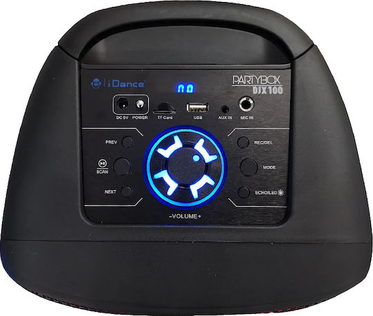 iDance Karaoke Lautsprecher mit Kabelgebundenem Mikrofon und Lichteffekte DJX100 Schwarz