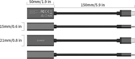 Orico Xc-r45-v1 Usb-c To Rj45 Gigabit Ethernet 1 Gbps Network Adapter Black 6942227180629