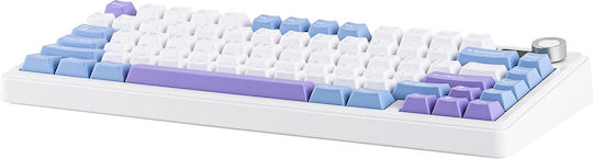 Aula F75 Max Wireless Gaming Keyboard 75% with RGB Lighting (English US) White/Blue/Purple