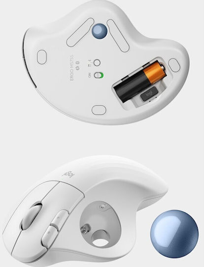 Logitech Ergo M575S Ασύρματο Bluetooth Ποντίκι με Trackball Λευκό