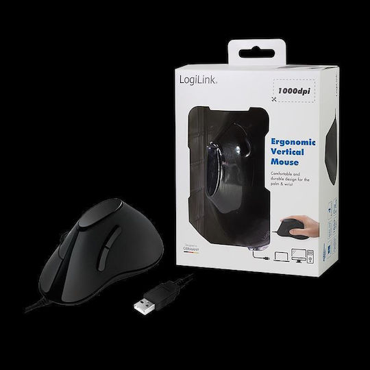 LogiLink ID0158 Ενσύρματο Εργονομικό Ποντίκι Μαύρο