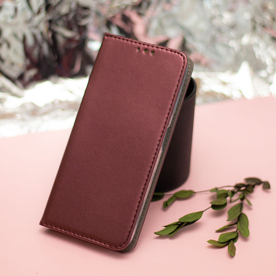 Smart Book Leather / Silicone Burgundy (Oppo Reno 14)