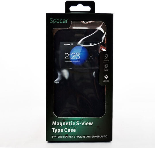 Husă Tip Book Spacer Magnetic S-view Pentru iPhone 7 Neagră
