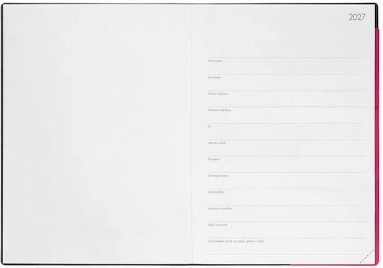 Legami Milano Weekly Agenda 2027 Fuchsia 19.5x26.5cm
