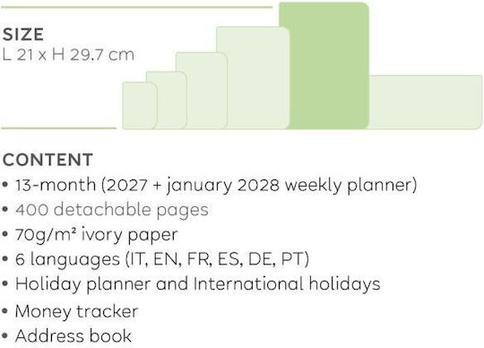 Legami Milano Daily Agenda 2027 Fuchsia 19.5x26.5cm