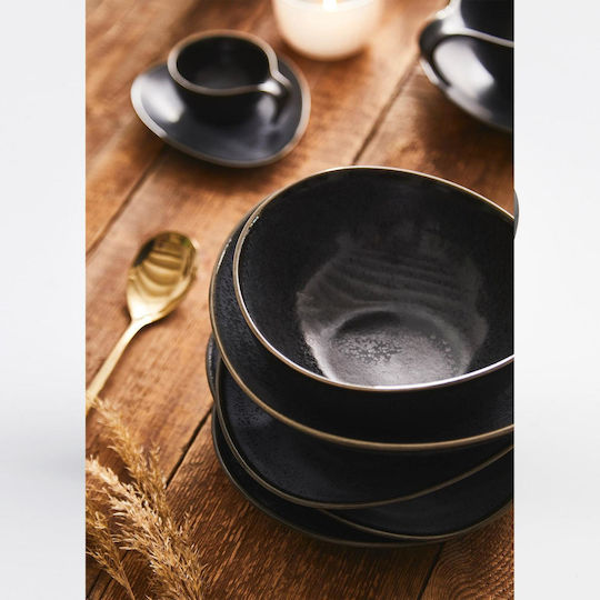 Duka Tiefes Servierteller aus Porzellan Schwarz 22cm