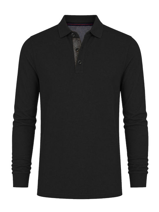 Polo Langarmbluse Schwarz