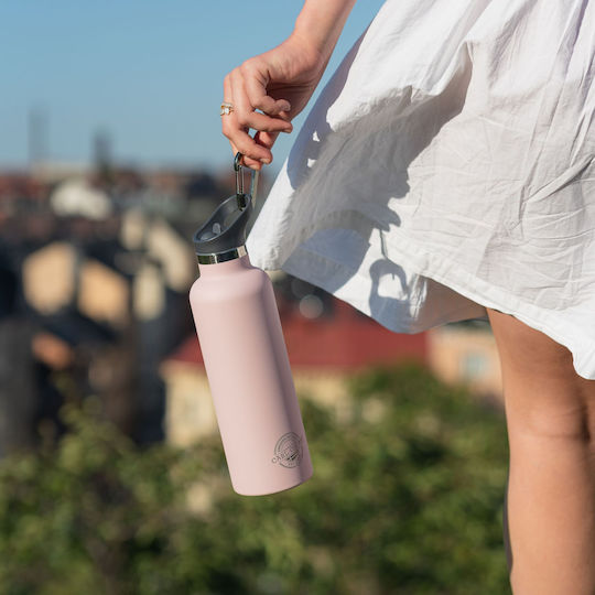 Carl Oscar Stainless Steel Kids Water Bottle Thermos with Straw Non Spill Pink 700ml