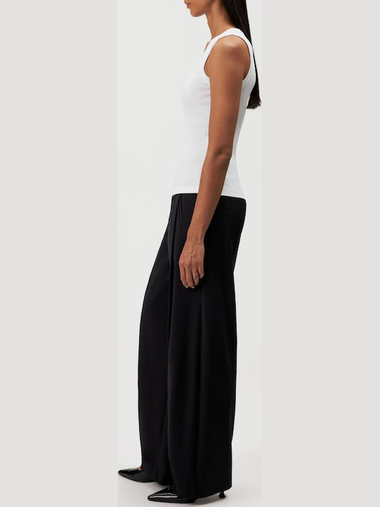 Damen Bluse Baumwolle Ärmellos Weiß