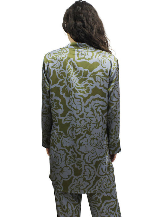 Long Sleeve Women's Shirt Blue Green