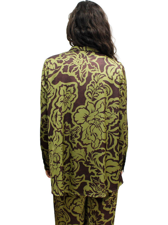 Long Sleeve Women's Shirt Green Brown