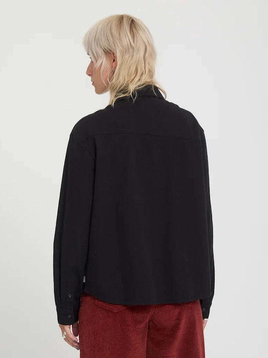Langärmeliges Damenhemden Shirt Schwarz
