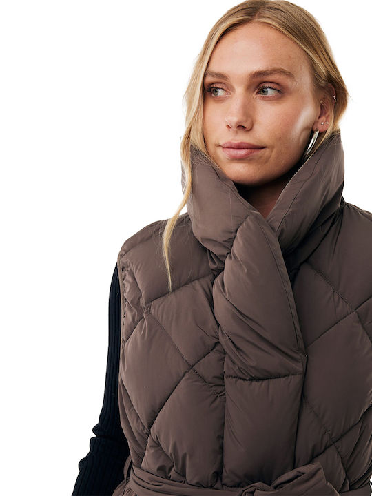 Women's Sleeveless Winter Jacket Dk.brown