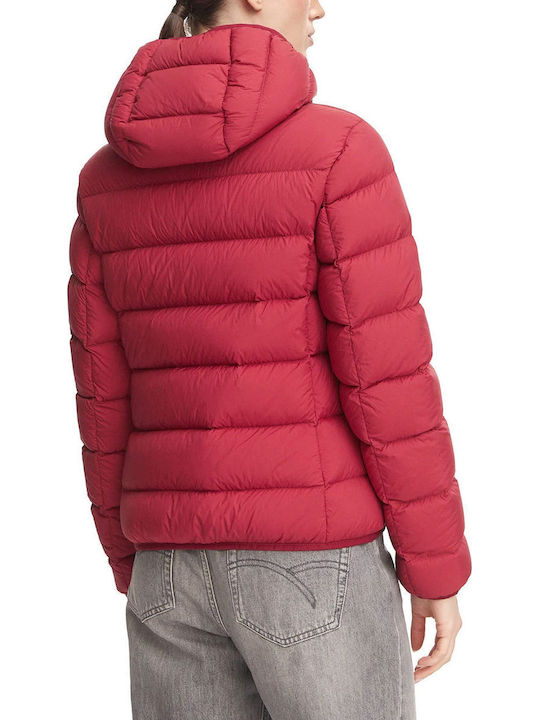 Γυναικείο Puffer Μπουφάν για Χειμώνα Μπορντω