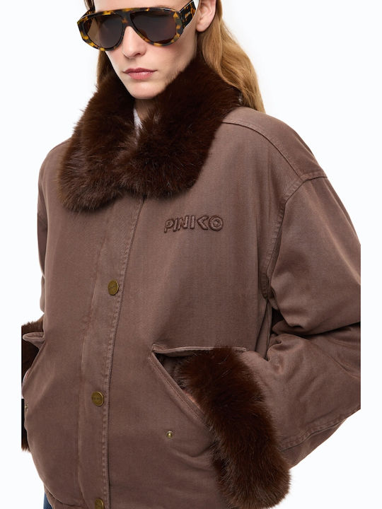 Pinko Caban Damen Bomber Jacke Braun