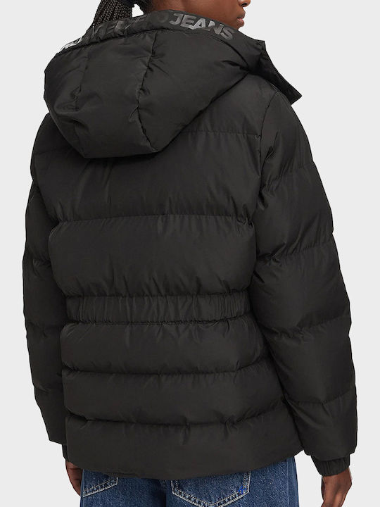 Μακρύ Γυναικείο Puffer Μπουφάν για Χειμώνα Black