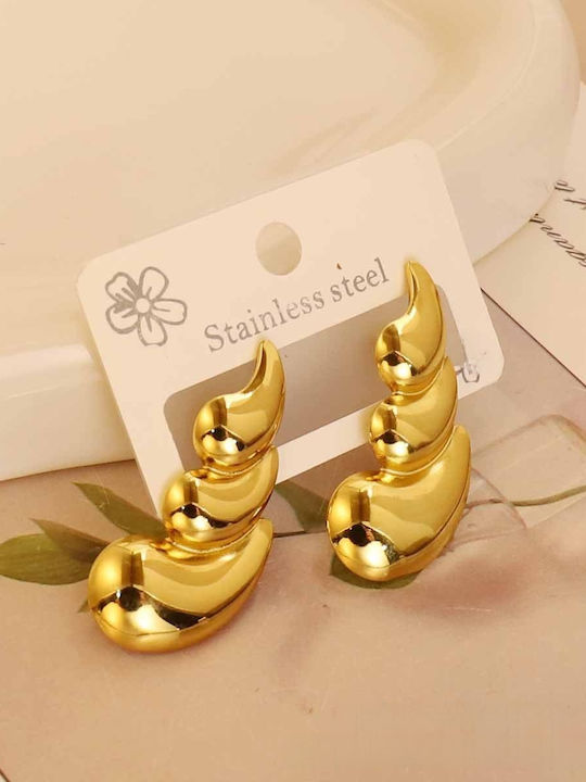 Gold Plated Dangle Earrings Made of Steel Gold Plated Dangle Earrings Made of Steel