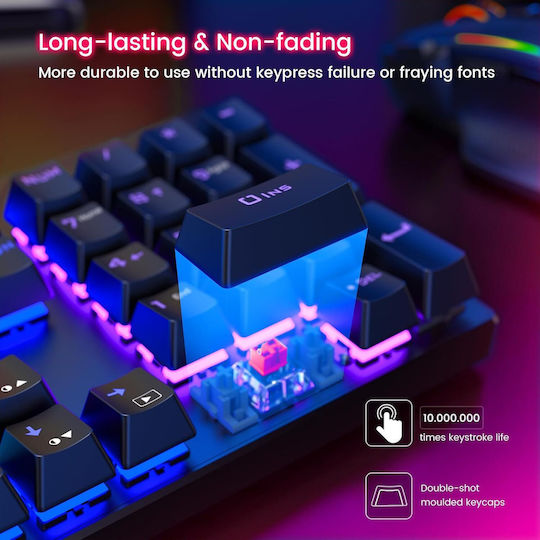 Forev Комплект гейминг механична клавиатура с RGB осветление и мишка (Международен английски)