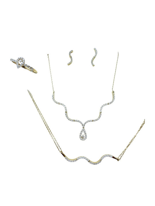 Kontopoulos Damen Armband Set Kette aus 14K Gold mit Zirkon Kontopoulos Damen Armband Set Kette aus 14K Gold mit Zirkon