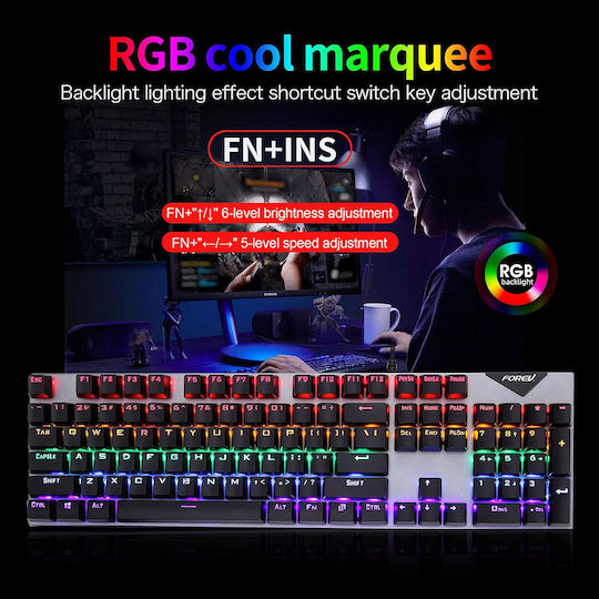 Forev Комплект гейминг механична клавиатура с RGB осветление и мишка (Международен английски)
