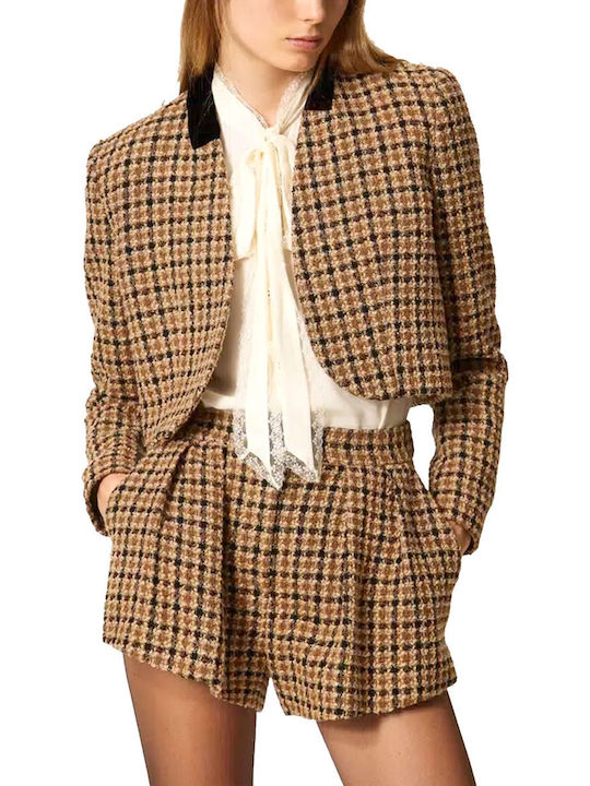 Twinset Short Women's Blazer Beige-Brown-Black