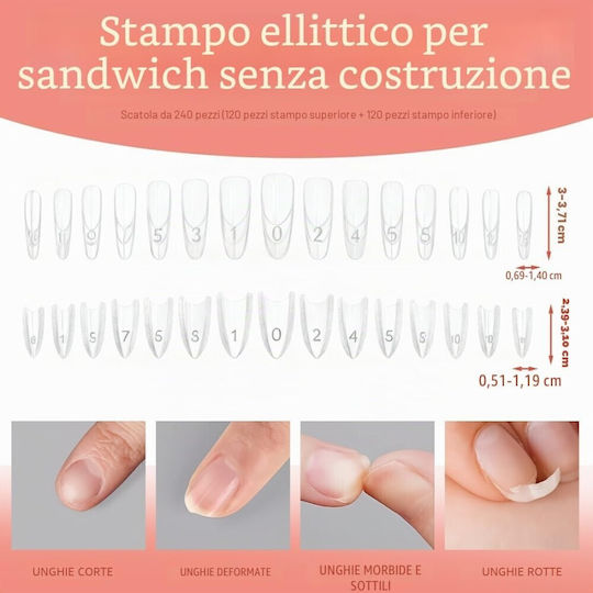 Nagelform Doppelte Sandwich Oval 240 Stück