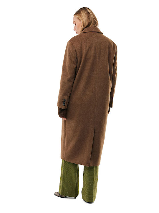 Μάλλινο Γυναικείο Παλτό Brown