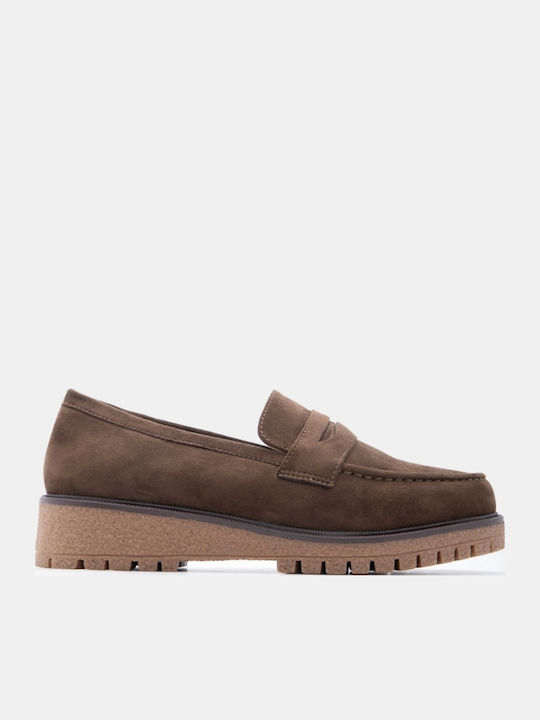 Damen Mokassins in Khaki Farbe