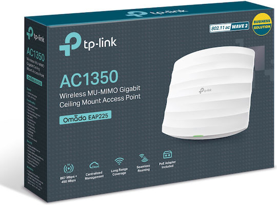 TP-LINK EAP225 v4.20 Точка за достъп Wi‑Fi 5 Двулентов (2.4 и 5GHz) Единичен комплект