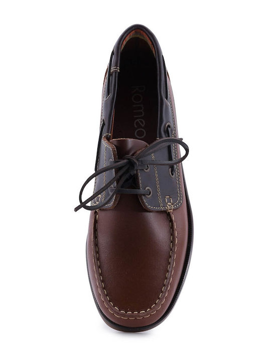 Leather Men's Boat Shoes in Tabac Brown Color
