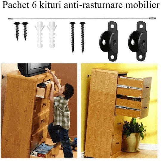 Protecție pentru televizor din metal de culoare neagră 11.5x19x2cm 2 buc