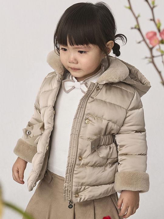 Kids Fur Short with Hood Gold