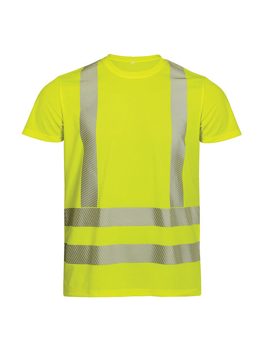 K Prime Work T-Shirt Phosphorescent 100% Polyester With Reflective Tapes Yellow Fluo K Prime Work T-Shirt Phosphorescent 100% Polyester With Reflective Tapes Yellow Fluo