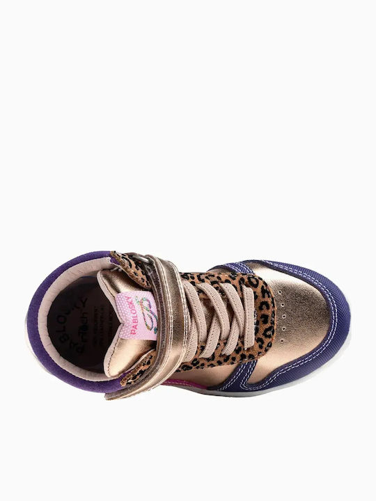 Anatomische Leder Kinderstiefel mit Bügel- und Schleifenverschluss Gold
