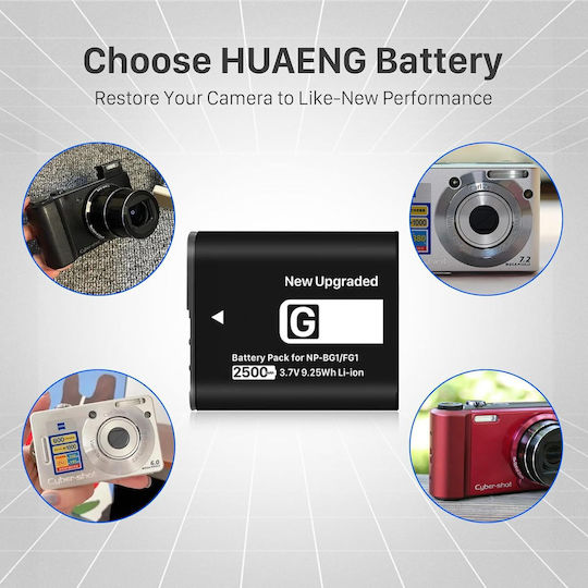 Set 2 Baterii Huaeng Np-bg1 Np-fg1 2500 Mah Încărcător Usb Baterii Compatibil Sony Cyber-shot Dsc-hx5v Hx9v Hx10v Hx20v Hx30v Dsc-h3 H7 H10 H20 H70 H90 W120 W150 W220 Baterii De Înlocuire Pentru Cameră