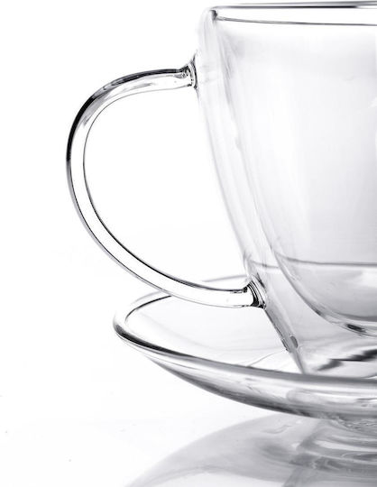 Duka Satz Tassen Kaffee Glas Transparent 380ml 2Stücke