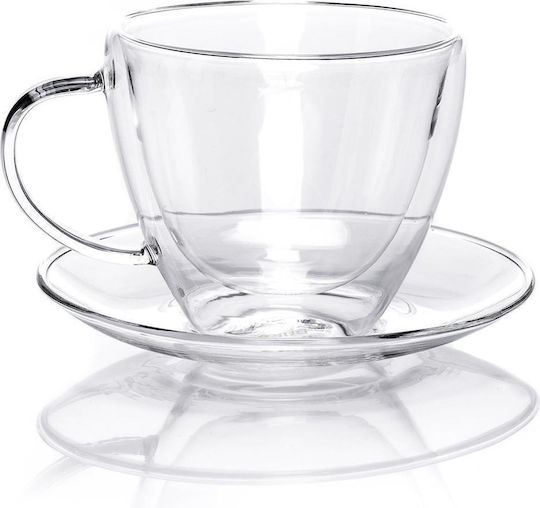 Duka Set Glass Transparent Coffee Cups 380ml 2 Pieces
