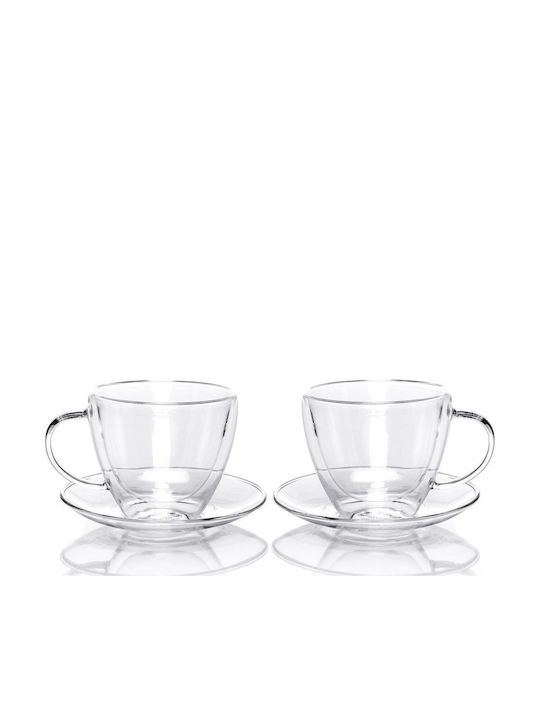 Duka Satz Tassen Kaffee Glas Transparent 380ml 2Stücke