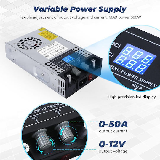 Bosytro Sursă de Alimentare Reglabilă 0-12v 0-50a 600w Transformator de Tensiune Dc Afișaj Digital Led Sursă de Alimentare Comutată Reglabilă Curent Tensiune