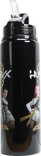 Kinder Trinkflasche mit Flip-Top Goldenes Aluminium K-Pop-Dämonenjäger Schwarz 750ml