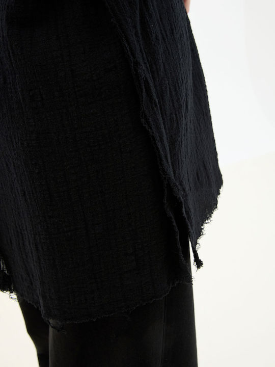 Bluza Damă Bumbac Cu Mânecă 3/4 Neagră